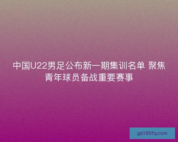 中国U22男足公布新一期集训名单 聚焦青年球员备战重要赛事 中国U22男足公布新一期集训名单 聚焦青年球员备战重要赛事