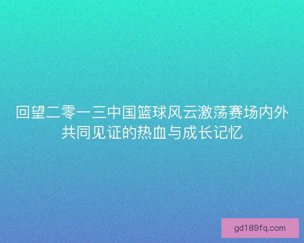 回望二零一三中国篮球风云激荡赛场内外共同见证的热血与成长记忆
