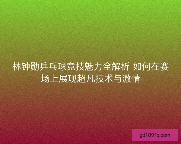 林钟勋乒乓球竞技魅力全解析 如何在赛场上展现超凡技术与激情